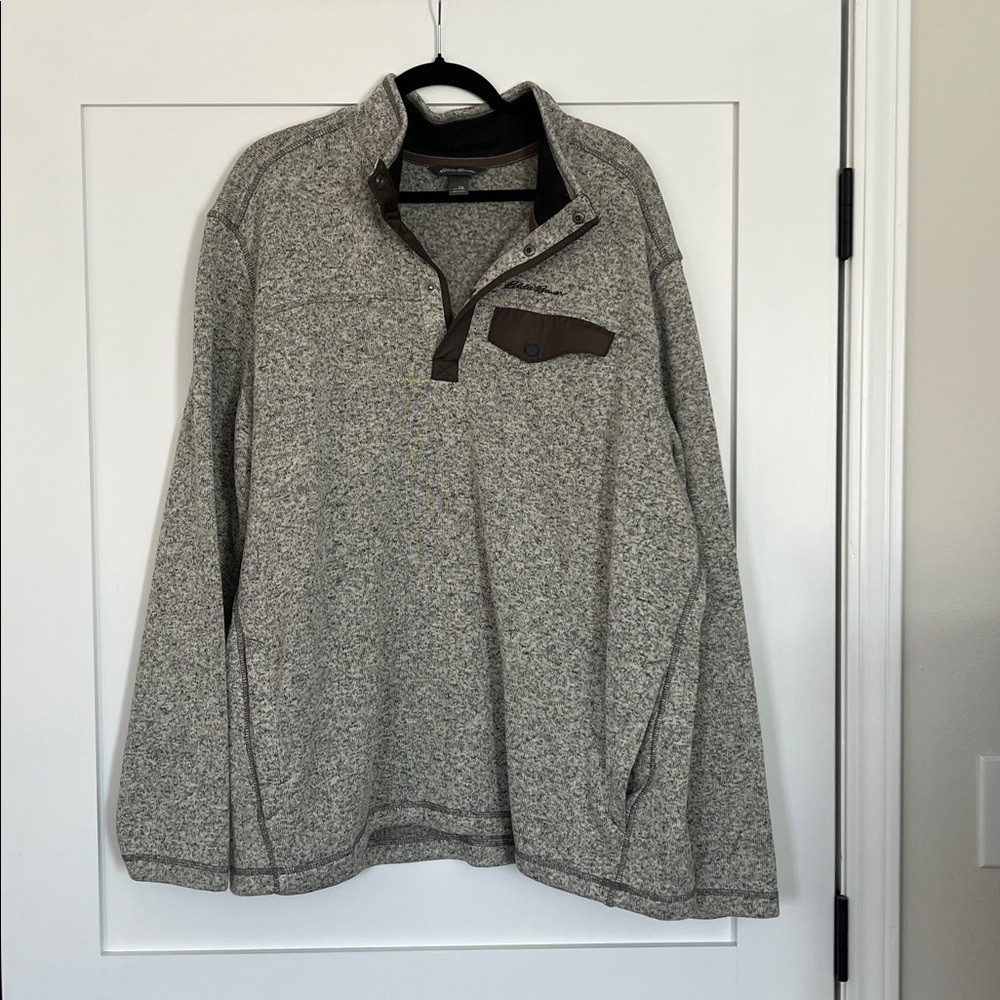 Eddie Bauer Gray and Brown Men's Pullover